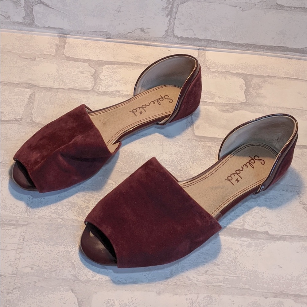 Velvet maroon flats